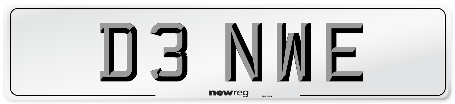 D3 NWE Number Plate from New Reg